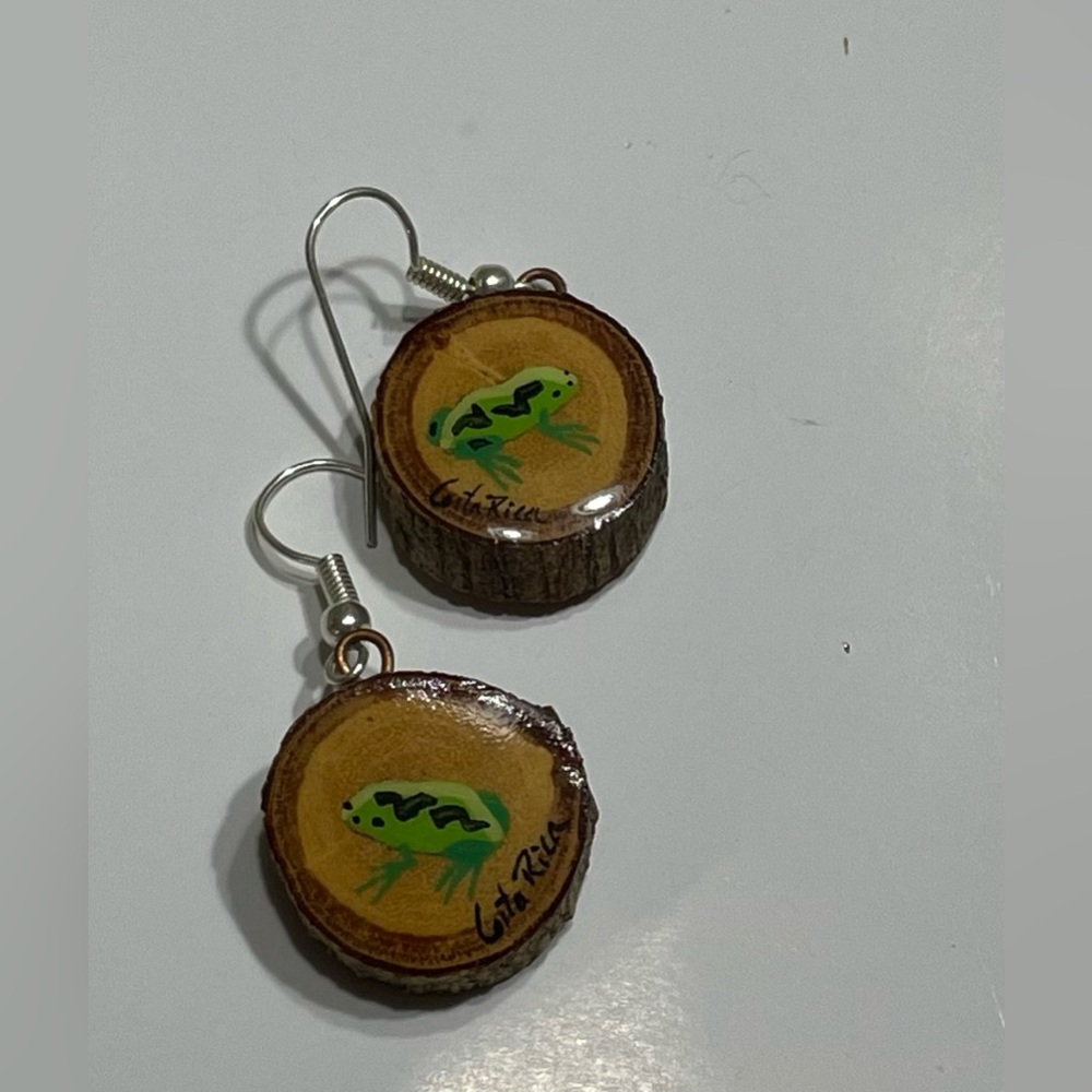 Made In Costa Rica | Wooden Frog Dangling Earrings